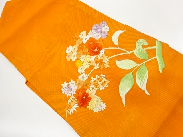 JAPANESE NAGOYA OBI FOR SUMMER / EMBROIDERY / FLOWER